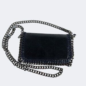 Borse in Pelle Stella Black Leather Crossbody Bag Clutch Removable Chain Strap